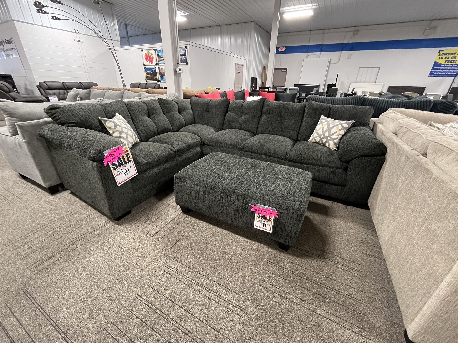 Closeout Sale! Large Grey Sectional! for Sale in Carlisle Brks, PA