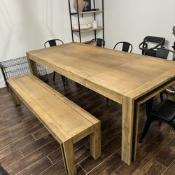 Adjustable Dining Table With Bench And Chairs