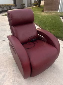 Burgundy Red Leather Power Recliner Chair