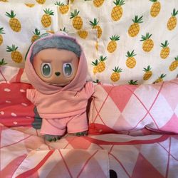 Labubu Doll + Pink Outfit + Bed & Pillow – Full Set