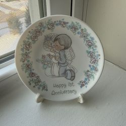 Precious moment happy 1st anniversary Plate with stand