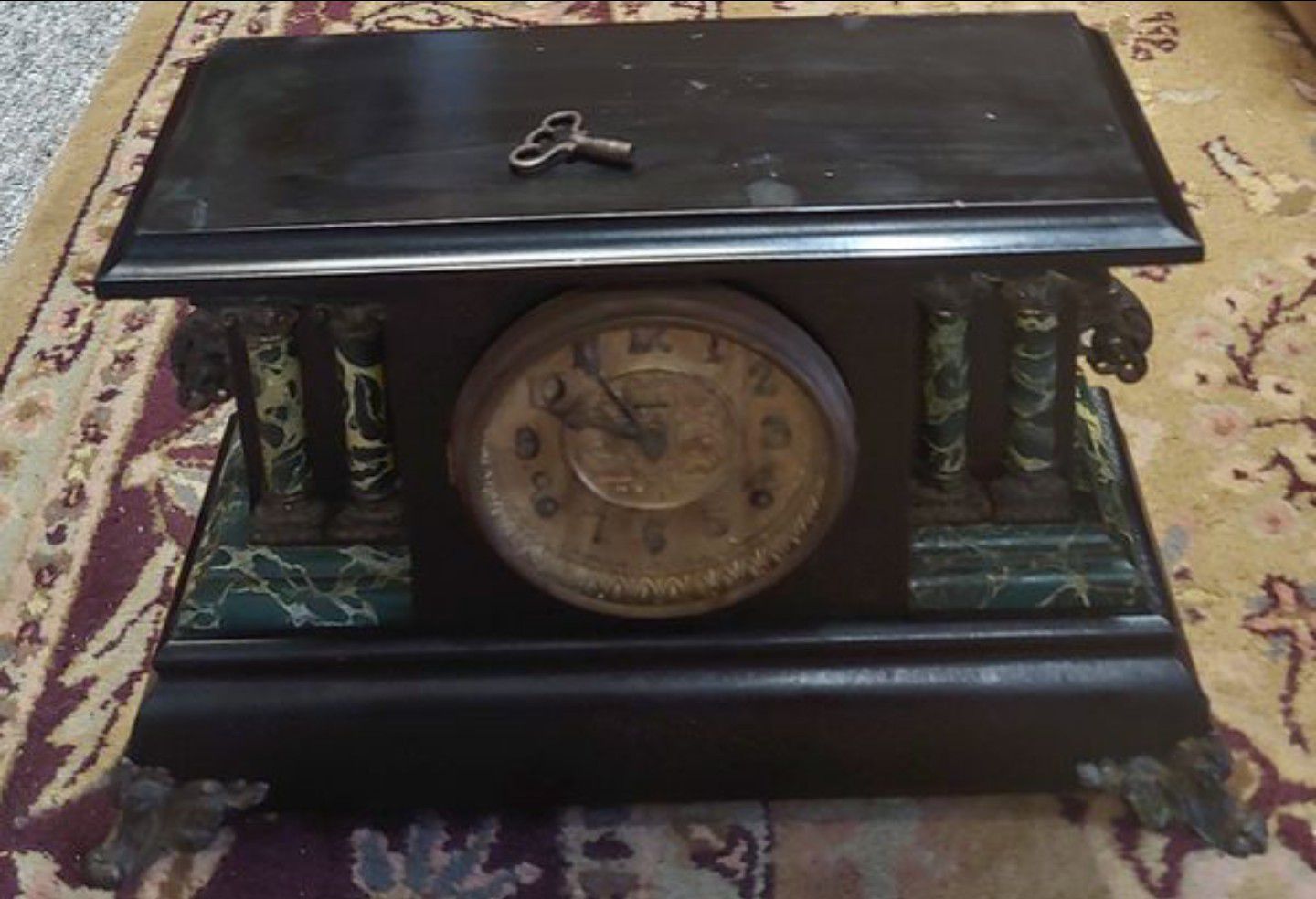 Antique WML Gilbert Wind Up Mantel Clock With Key