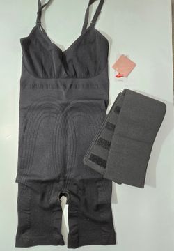 Shapellx Seamless Body Shaper Shorts with Waist Trainer Belt - Black, Size S/M