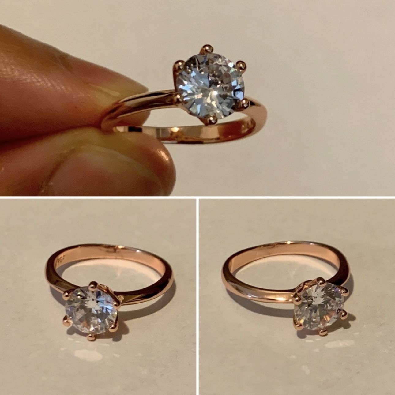 18K Rose Gold Diamond Ring Size 6