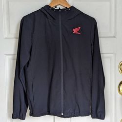 NEW GU x Honda collab black lightweight hooded windbreaker jacket with red Wing logo size Small