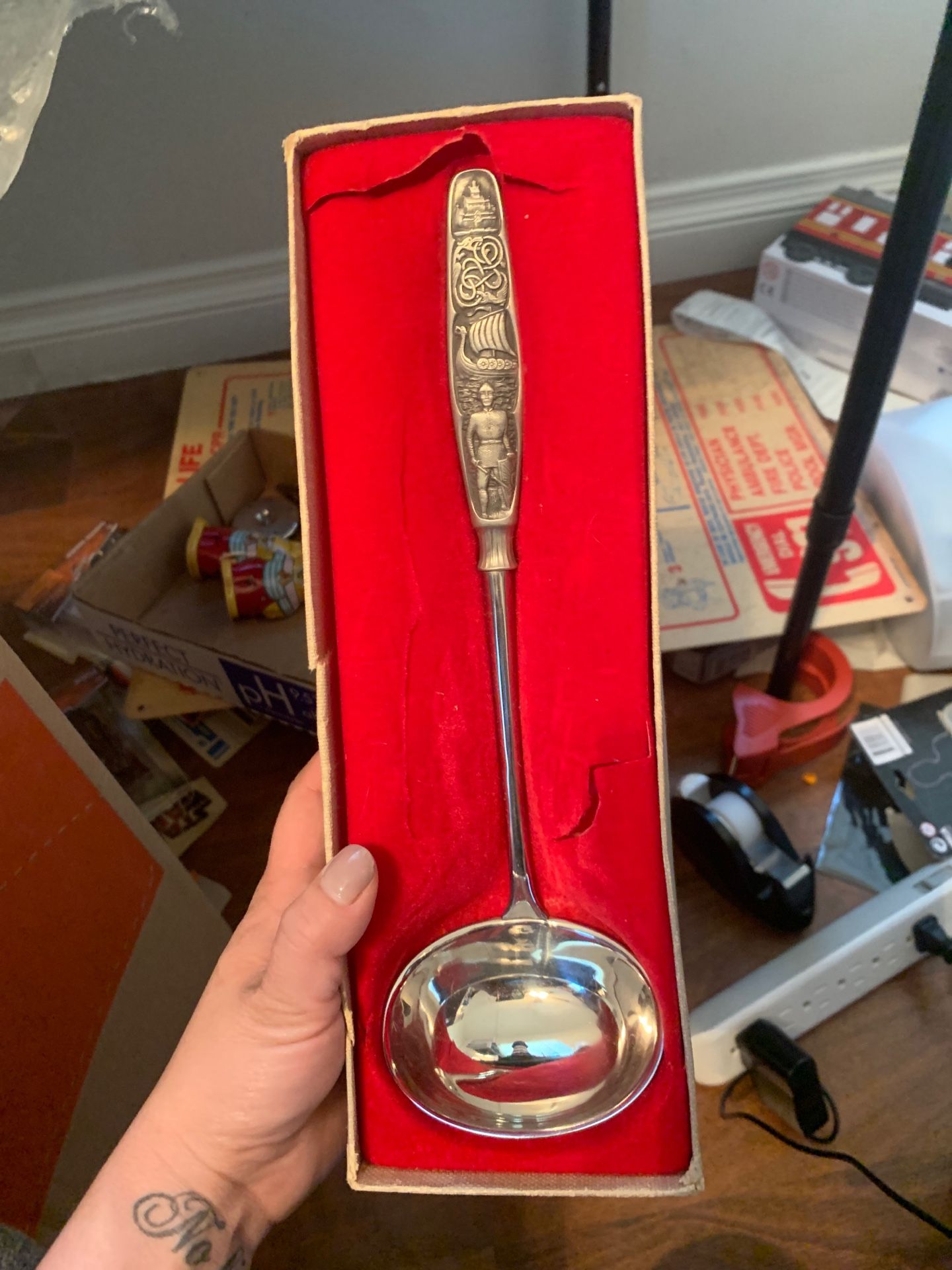 Vintage Silver Ladle spoon pewter