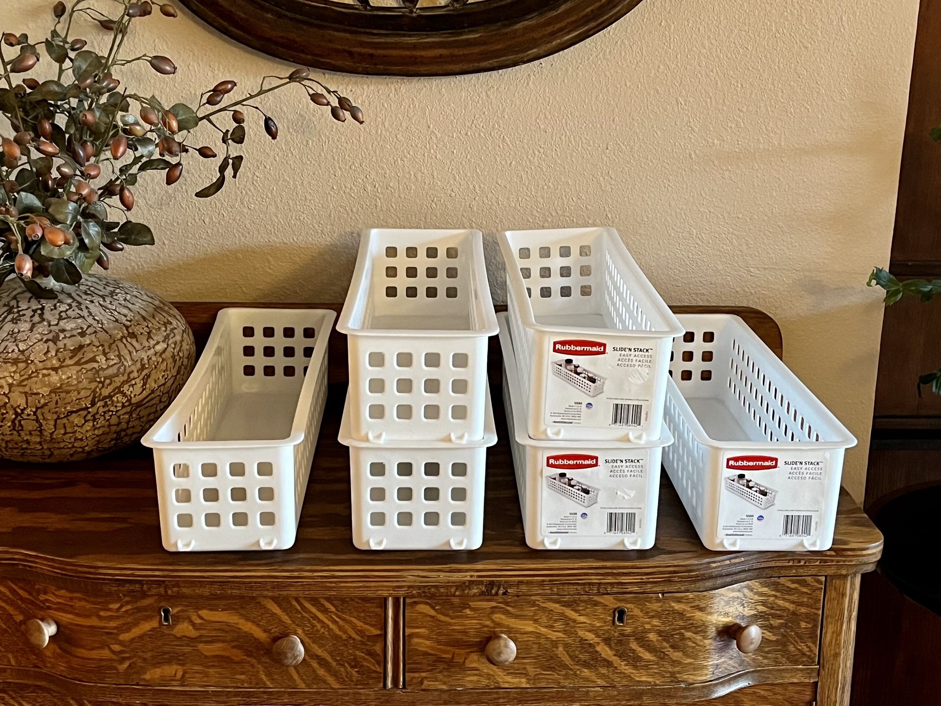 Six Rubbermaid Slide 'N Stack Organizers