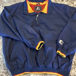 Vintage Starter Pullover Windbreaker Jacket Navy Blue 90s Retro Style Size Large