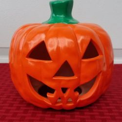 Vintage Halloween Ceramic
Jack-O-Lantern Pumpkin Candle Holder
Decor Piece