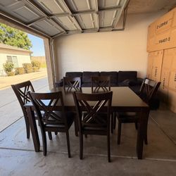 New Dining Table Set- 6 Chairs and Table Set- Brown 