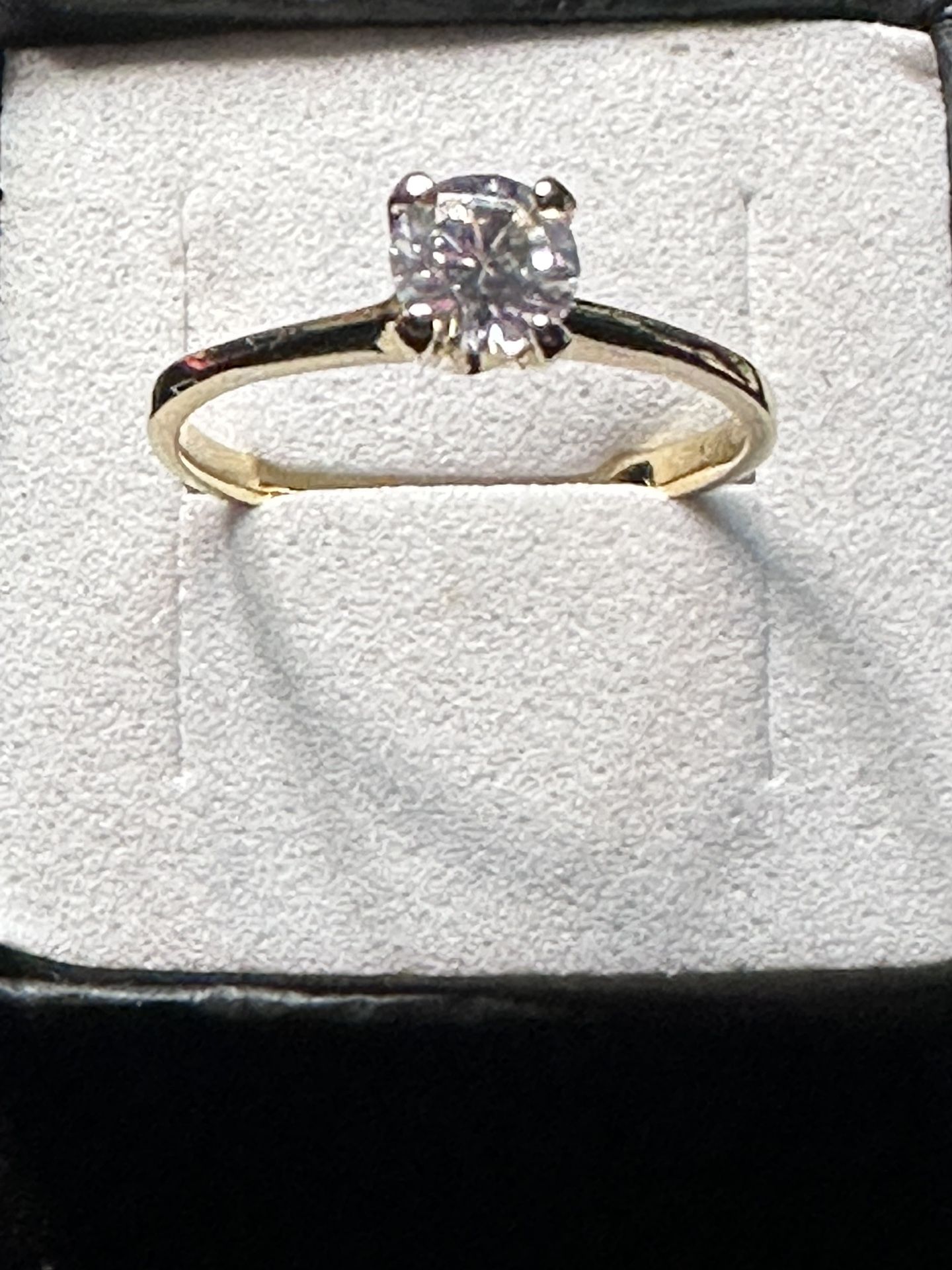 .925 Silver 14k Gold Plated Solitaire Ring Cz Thin Band Si 5 To 9