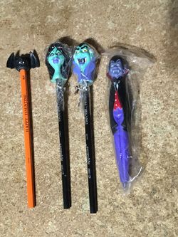 LOT OF 4 1988 APPLAUSE FEMALE VAMPIRE HEAD ERASER PENCIL RUSS HAPPY HAUNTING PEN