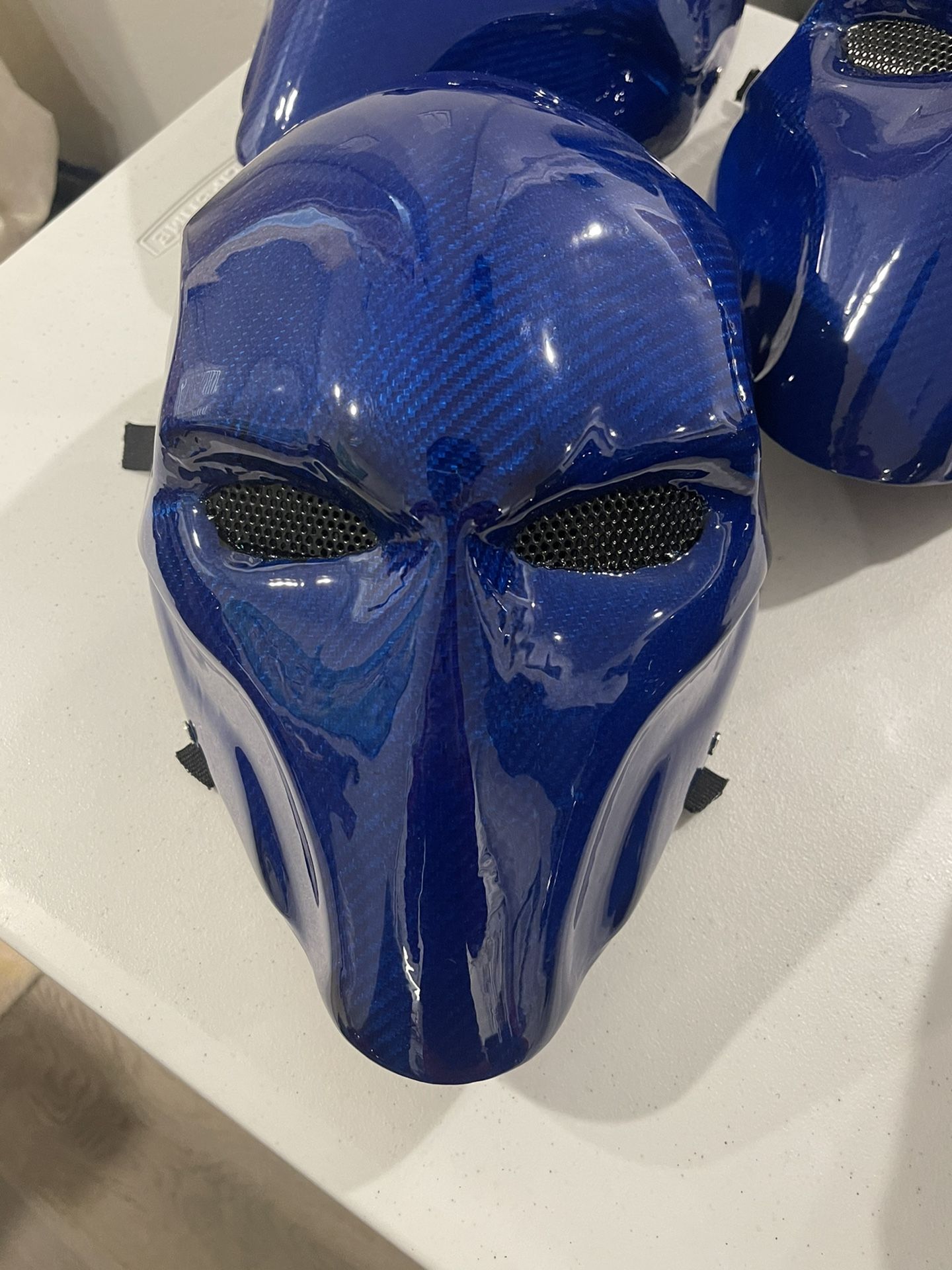 Factory Defected BLUE Carbon Fiber Face Cover Adjust Lace
