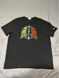 Size XL - Champion Two Tiger Black T-Shirt Short Sleeved