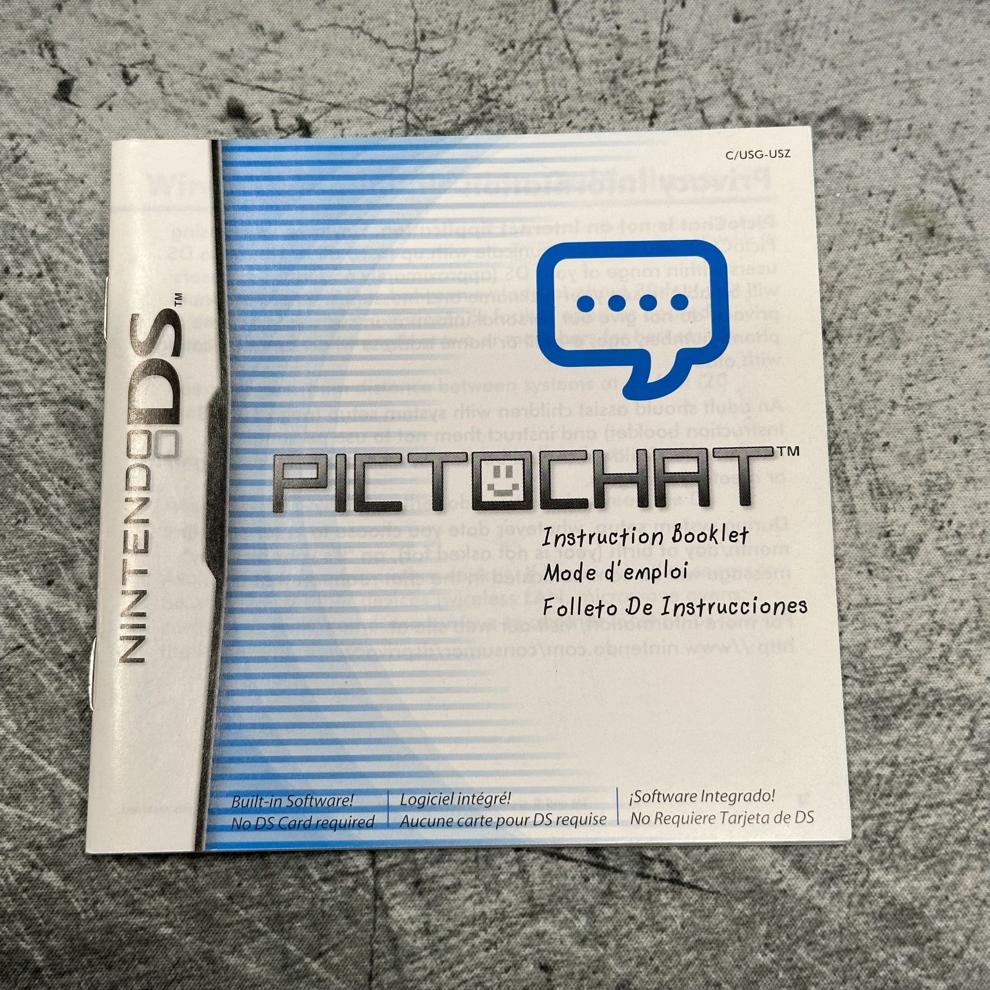 Nintendo DS Pictochat Instruction Booklet 