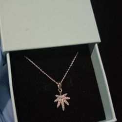 Premium Sterling Silver Swarovski "Weed" Leaf Pendant