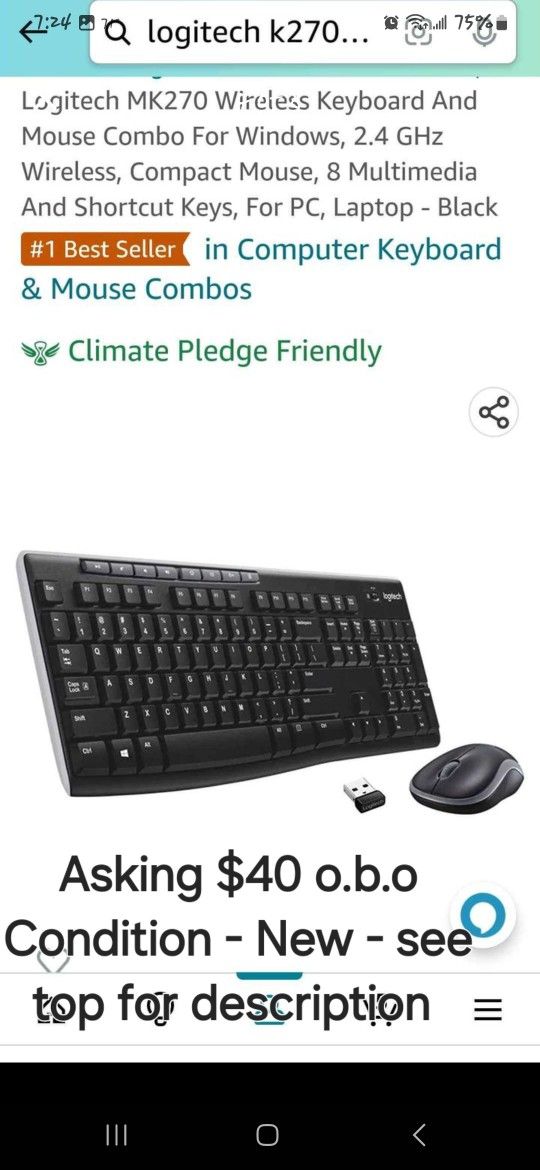Logitech Mk270 Wireless Keyboard and Mouse Combo