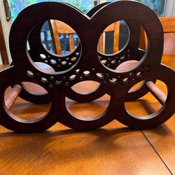Wood Wine Rack, 5 Bottle Holder - Dark Solid Wood