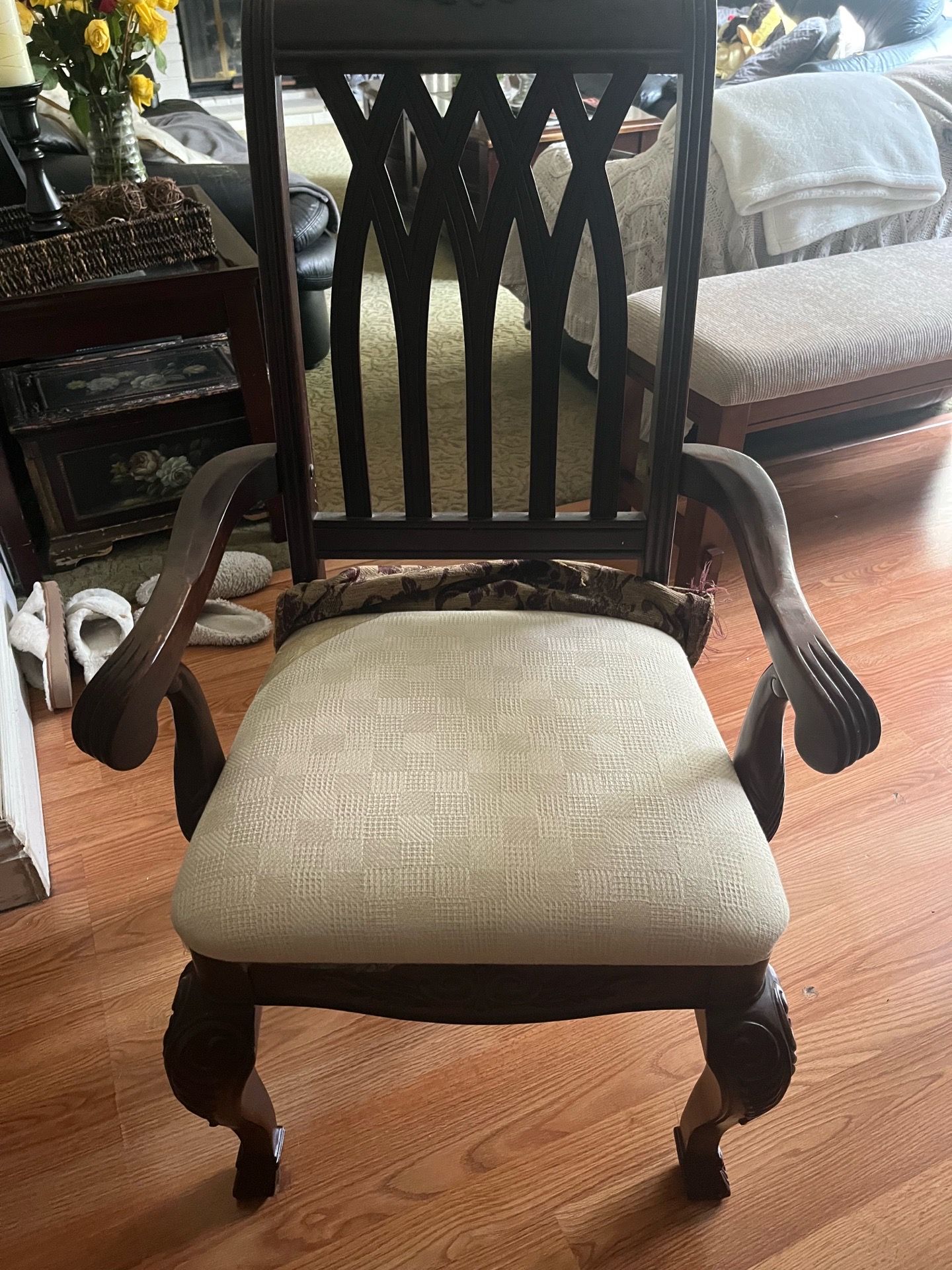 2 wood end chairs beautiful shape