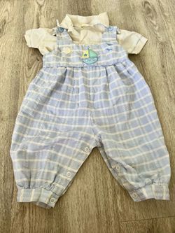Baby Boy 2-Piece Sailboat Overall Set