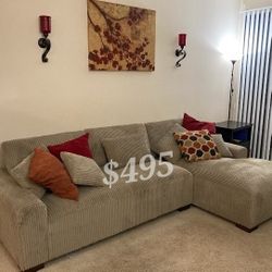 Beautiful XL Corduroy Sectional Sofa Set 