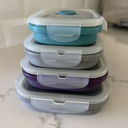NORWEX Silicone Food Storage Containers Set (Set Of 4) Reduce waste and save space! Home Kitchen 