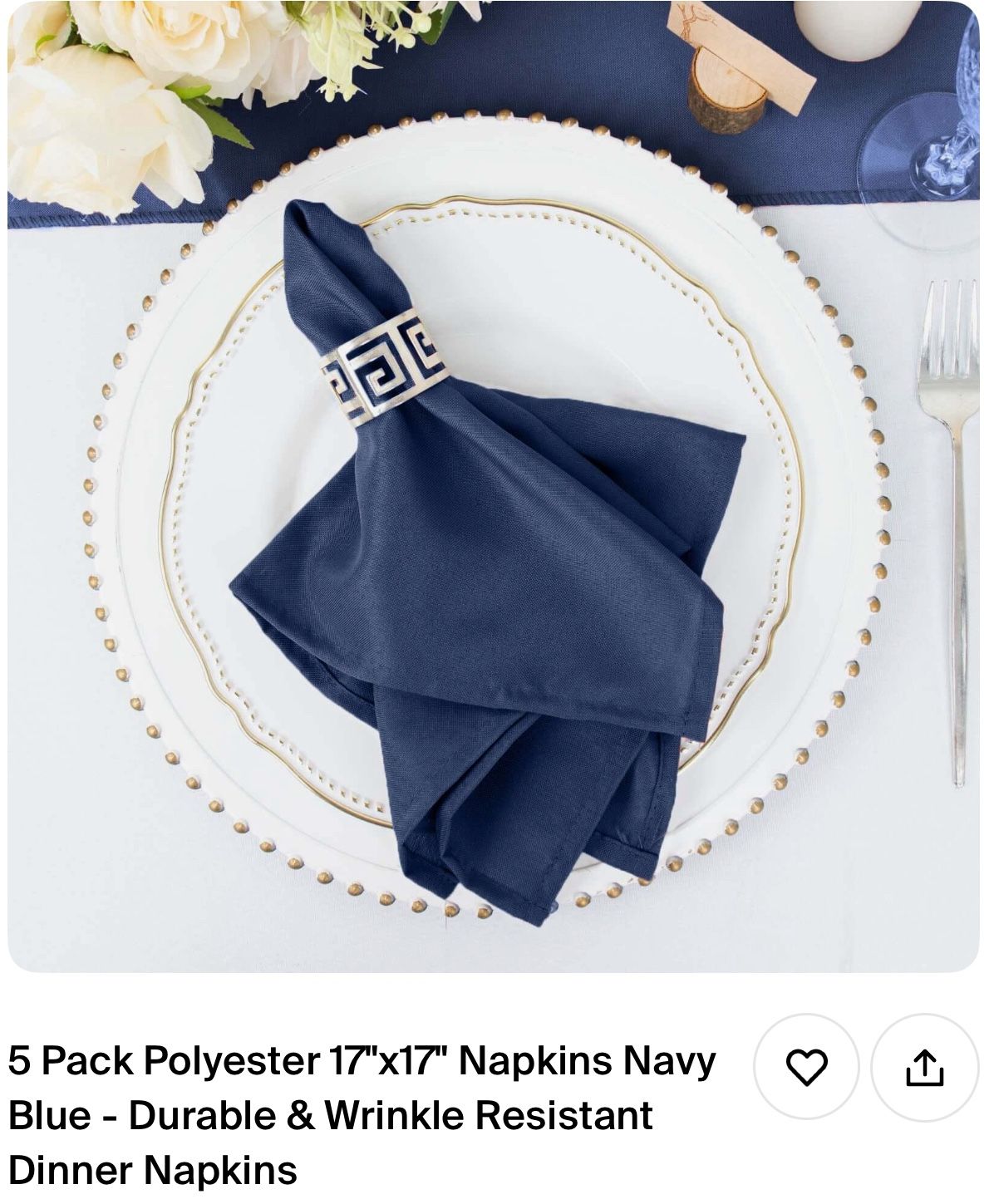 Polyester Napkins 17x17 Navy Blue/ Peacock Teal