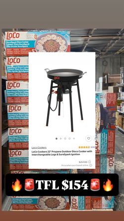 LoCo Cookers 22" Propane Outdoor Disco Cooker with Interchangeable Legs & SureSpark Ignition