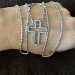 Silver Chain And cross 