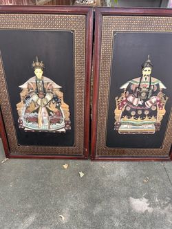 Chinese Emperor and Empress Portrait Panels – Set of 2