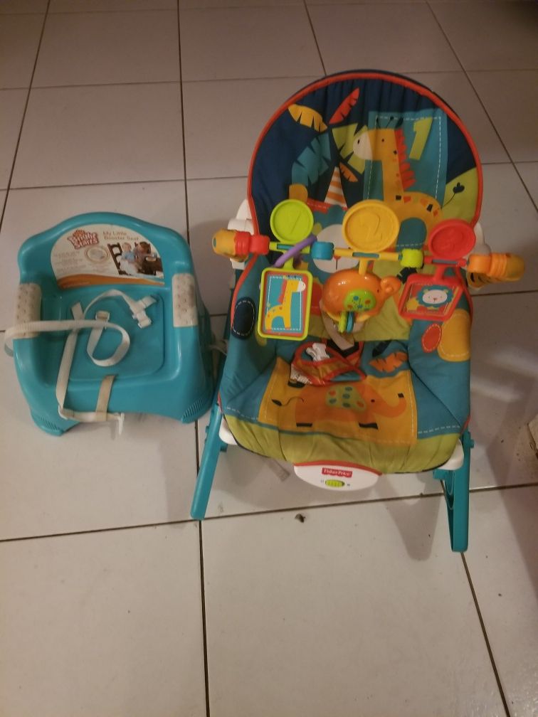 Booster seat and bouncer.