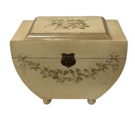 Vintage Hand Painted Jewelry Chest / Box with Feet