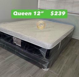 12” Queen Plush Pillowtop Mattress Set – Same Day Delivery 🚚