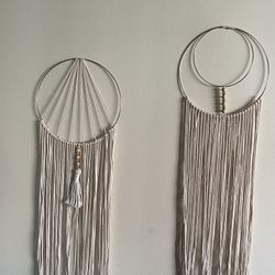Mkono 2 Pcs Macrame Wall Hanging Woven Boho Wall Decor Art Chic Bohemian Home Decorations for Apartment Bedroom Living Room Dorm Nursery Room, 12" W x