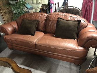 Brown leather couches