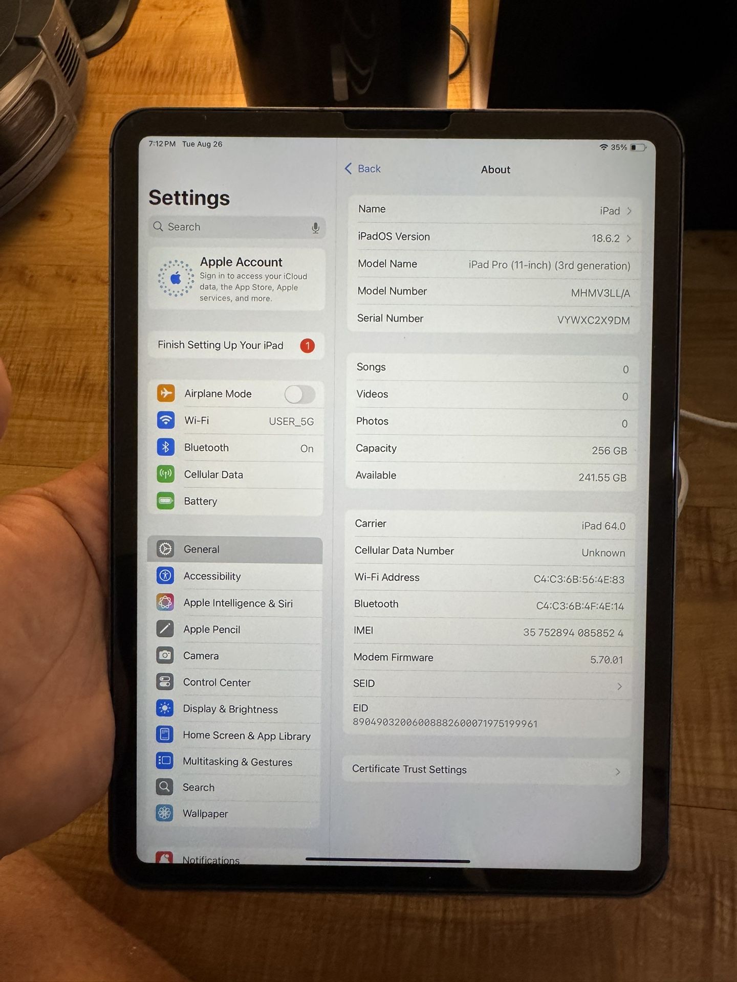iPad Pro 11” 256 GB Wifi-cellular