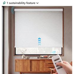 Motorized Blinds with Remote, 100% Blackout Electric Roller Shades 31"W x 72"H, Jacquard White