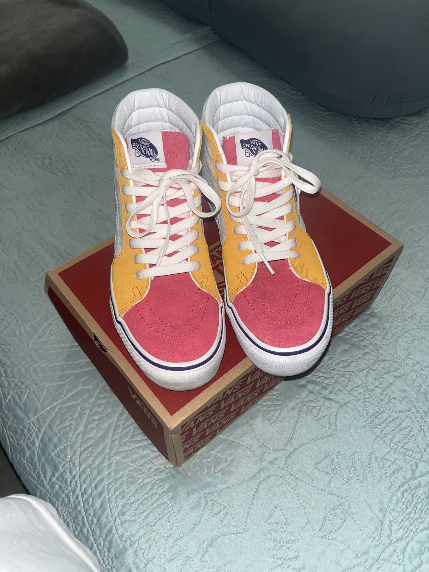 Vans High-Top Platform Sneakers - Orange/Yellow, Pink, Green & White Corduroy