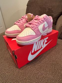 Pink and white women’s 6.5 Nike low dunks