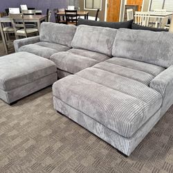 Gray Corduroy Comfy Sectional 