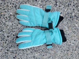 light teal / aqua blue children's winter ski gloves