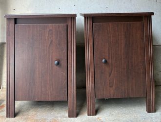 Ikea Pair of Dark Wood Nightstands with Cabinet Door