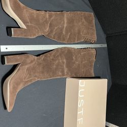 JustFab Aubriana Tie Chicory Coffee Heeled Boots Size 11 New in the Box 