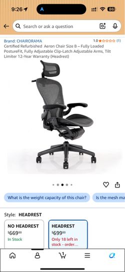 Herman Miller Aeron Chair Size B with Headrest