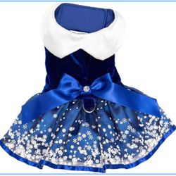 Holiday Dog Harness Dress - Snowflakes (Medium)