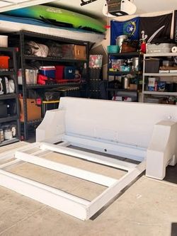 Queen sized light Up Head Board W/bed frame/charge ports