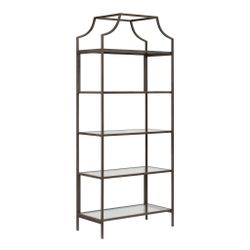 New  5 Tier Modern Metal Multipurpose Bookcase With Glass Shelving