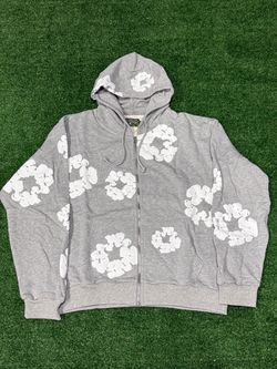 Denim Tears Cotton Wreath Zip-Up Hoodie Grey