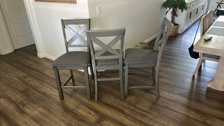 Set of 4 Gray Counter Height Bar Stools