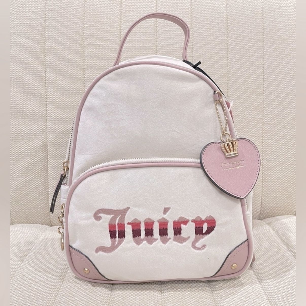 New Juicy Couture Retro Vibe Backpack Pink and Cream